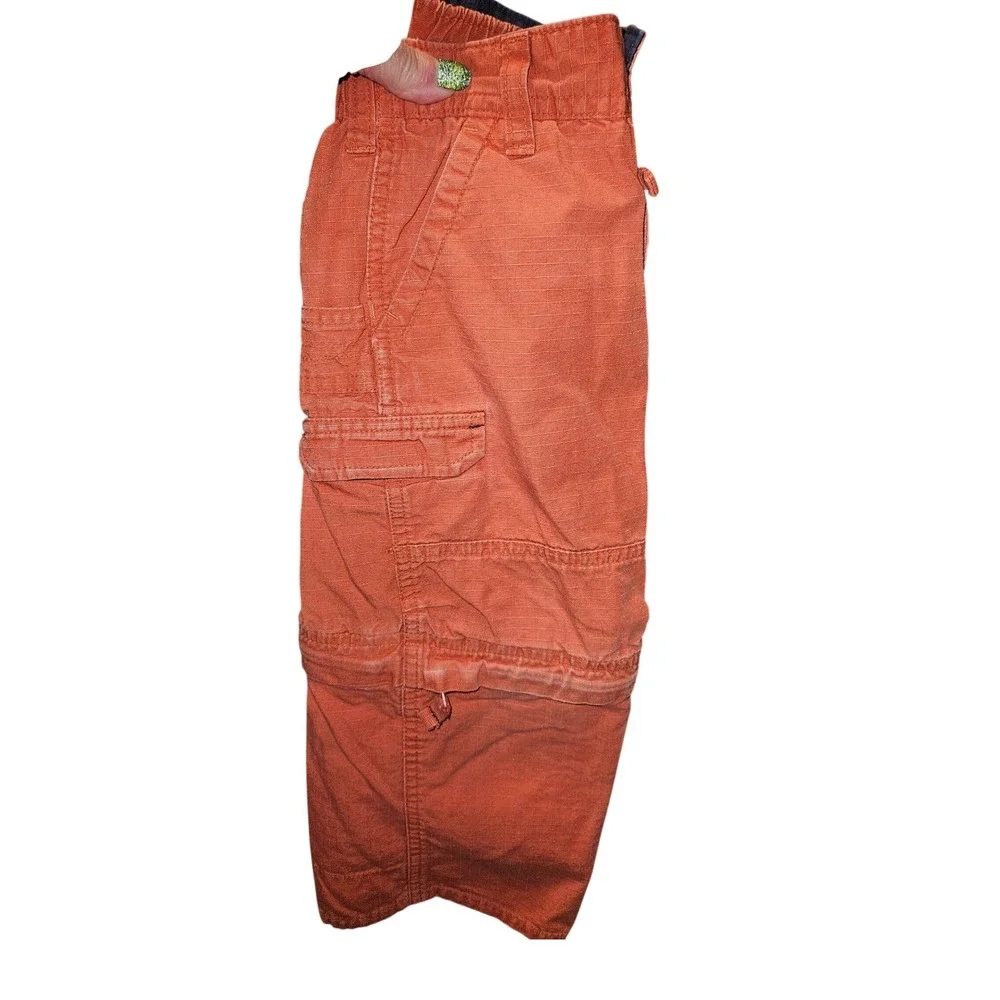 OshKosh Bgosh Boys 3T Burnt Orange Zip Off Convertible Cargo Pants Ripstop Cotto